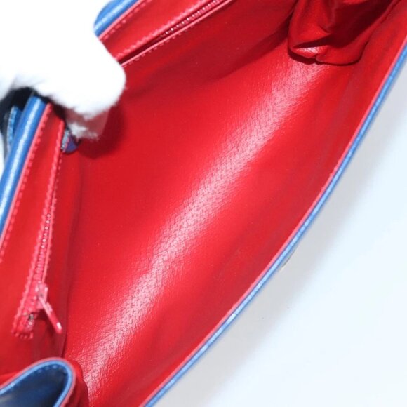 CELINE Shoulder Bag Leather Blue Gold Auth 94799V - Picture 12 of 15